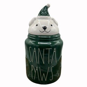 Rae Dunn by Magenta Green Santa Paws Christmas Treat Canister Container Puppy Li